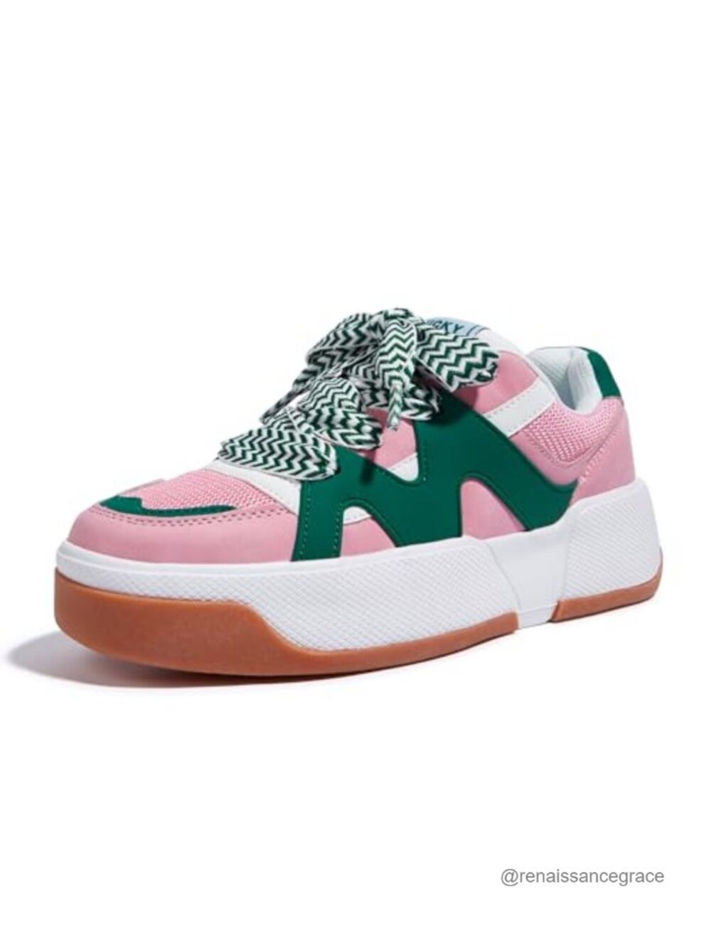 Women's Platform Fashion Sneakers Thick Sole 2.3 Inch Heel Lace Up Faux Leather